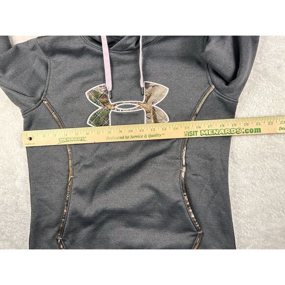 Under Armour Womens Sz Small Hoodie Gray Violet Camo Loose Storm Fleece Hunting - Picture 4 of 8